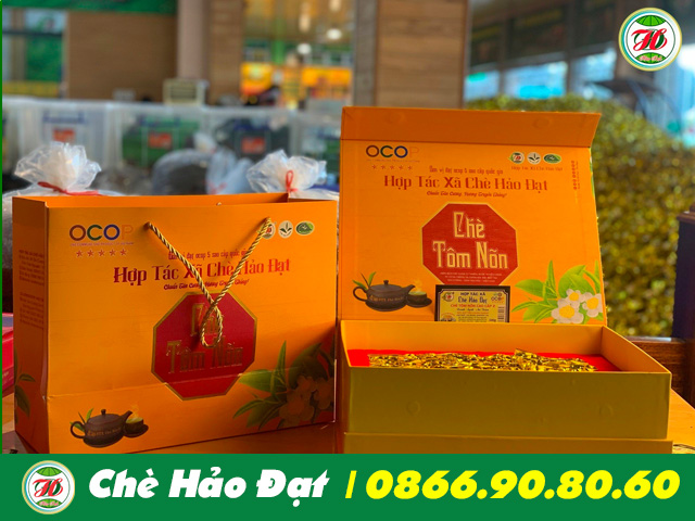 Bao bì và hộp trà tôm nõn thái nguyên